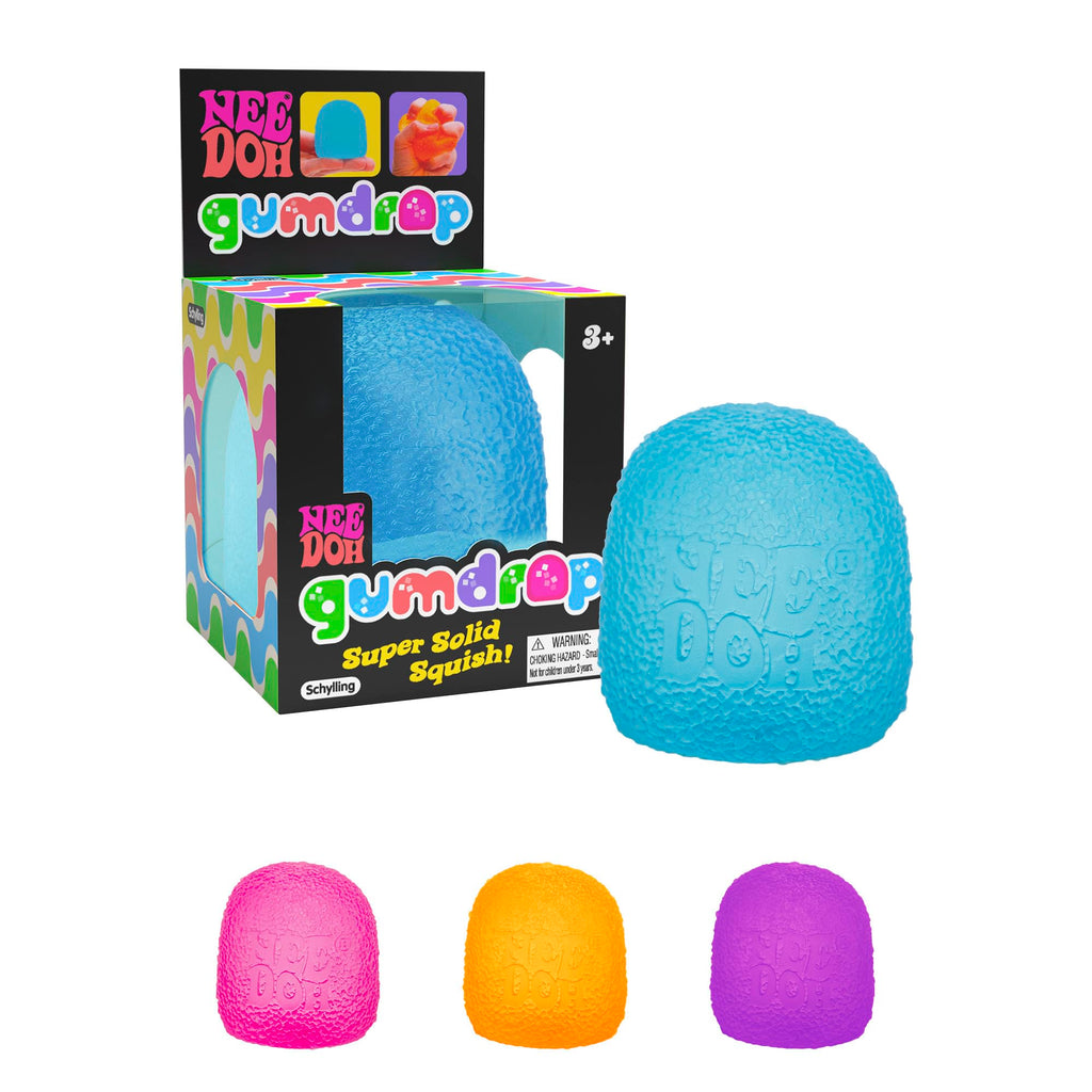 Schylling NeeDoh Gumdrop Squishy Fidget Toy - Sweetie-Themed Nee Doh Stress Ball Kids Sensory Toys for Anxiety Relief Safe Non-Toxic Dough Material 1 Colour Picked at Random