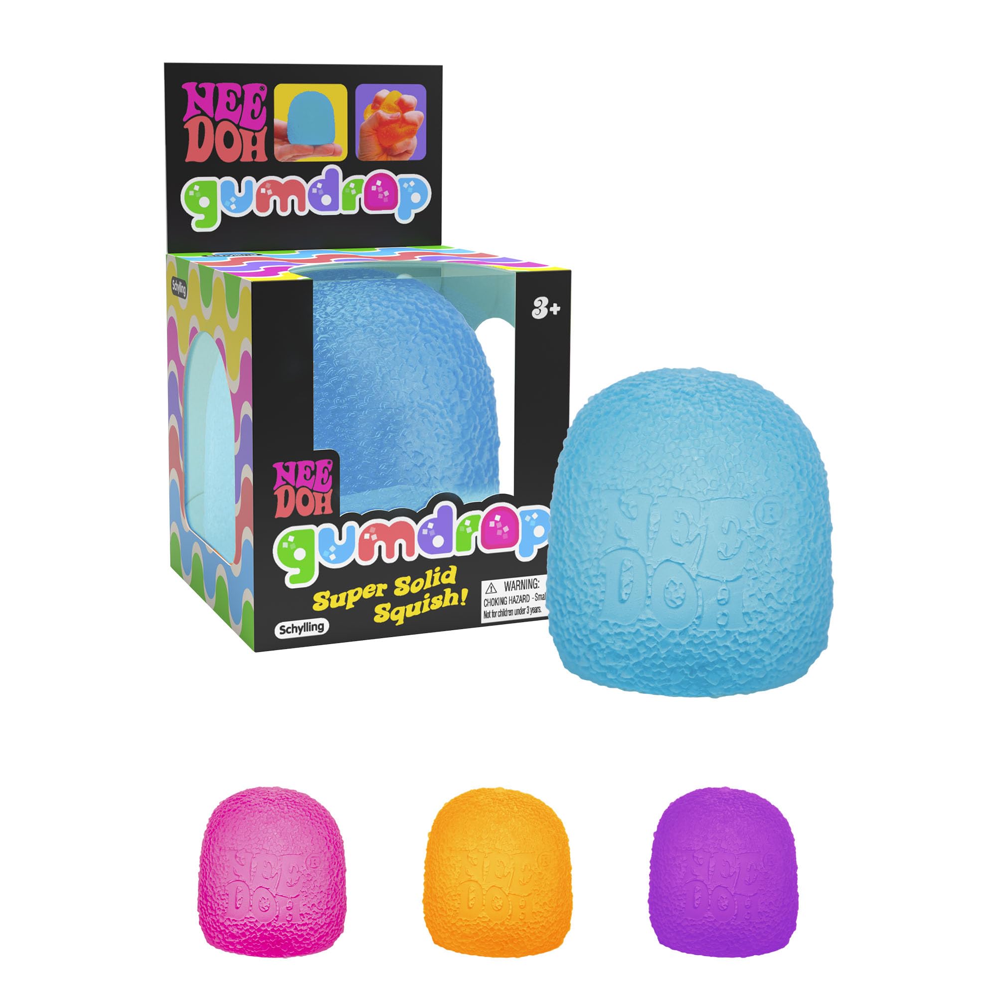 Schylling NeeDoh Gumdrop Squishy Fidget Toy - Sweetie-Themed Nee Doh Stress Ball Kids Sensory Toys for Anxiety Relief Safe Non-Toxic Dough Material 1 Colour Picked at Random